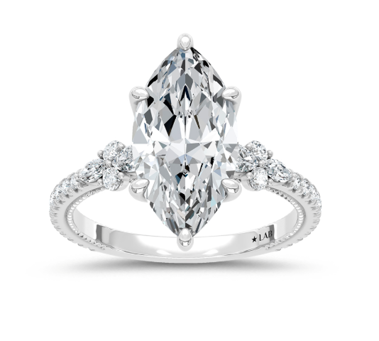 14K White Gold Lab Grown Diamond 2 1/2 Ct.Tw. Marquise Shape Engagement Ring (Center 2 CT)