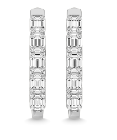 14K White Gold Diamond 2 Ct.Tw. Hoop Earrings
