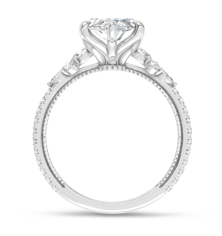 14K White Gold Lab Grown Diamond 2 1/2 Ct.Tw. Marquise Shape Engagement Ring (Center 2 CT)