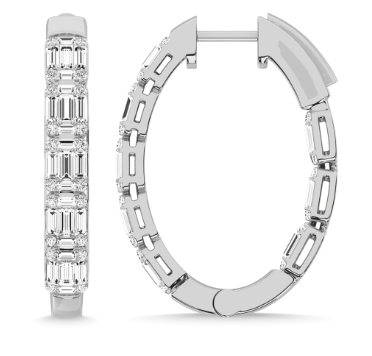 14K White Gold Diamond 2 Ct.Tw. Hoop Earrings