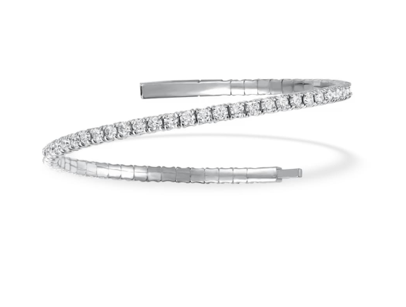 Lab Grown Diamond 2 1/4 Ct.Tw. Full Eternity Flexible Bangle in 14K White Gold (Size 6.75)