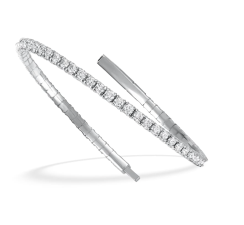 Lab Grown Diamond 2 1/4 Ct.Tw. Full Eternity Flexible Bangle in 14K White Gold (Size 6.75)